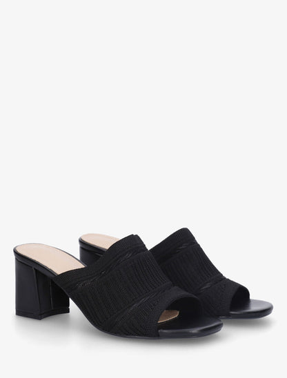 Mules à ganse en tissu - Noir - 4