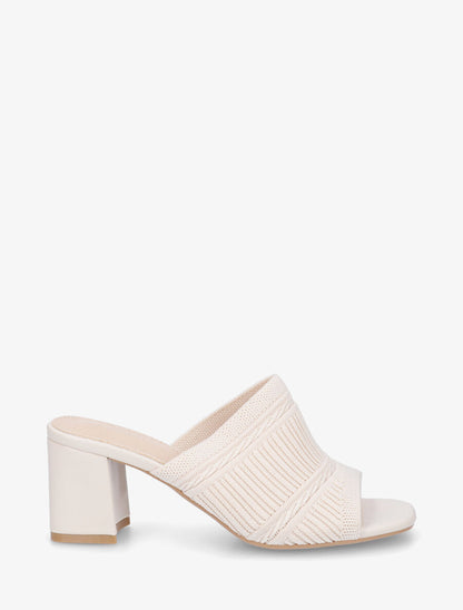 Mules à ganse en tissu - Beige - 1