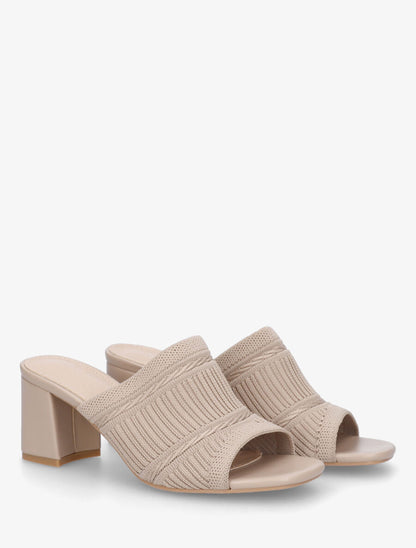 Mules à ganse en tissu - Taupe - 4