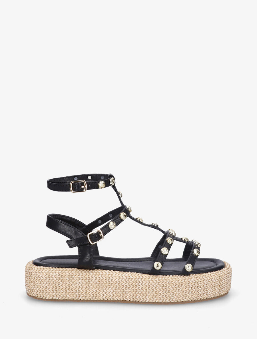Sandales style spartiates cloutés - Noir - 1