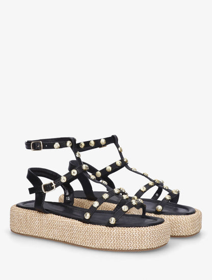 Sandales style spartiates cloutés - Noir - 4