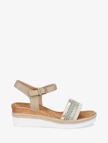 Sandales compensées ornées de tresses texturées - Kaki