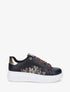 Sneakers imprimé coeurs à lacets en voile - Noir - 1