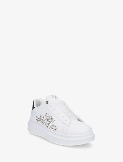 Sneakers imprimé coeurs à lacets en voile - Argent - 2