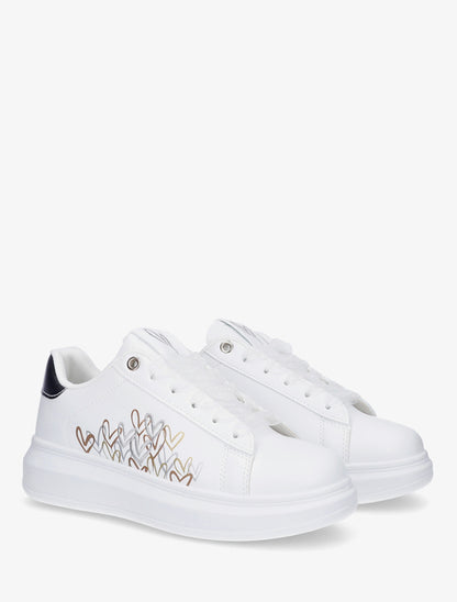 Sneakers imprimé coeurs à lacets en voile - Argent - 4