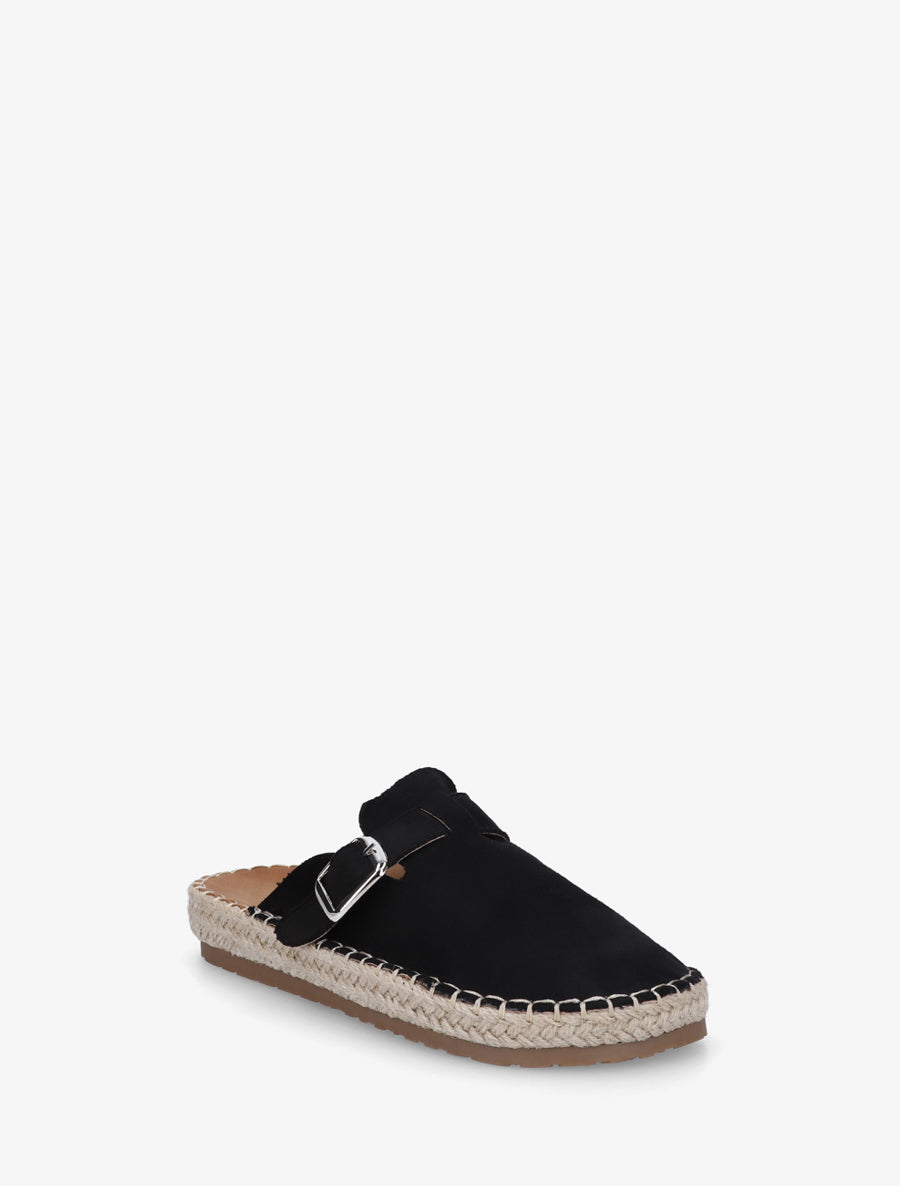 Mules en suédine style espadrille - Noir - 2