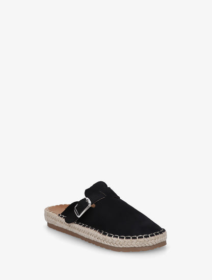 Mules en suédine style espadrille - Noir - 2