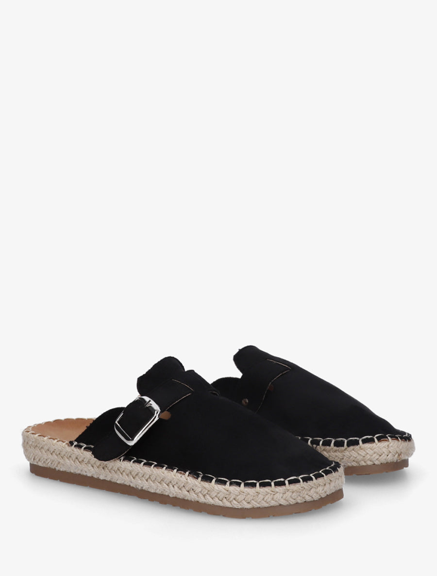 Mules en suédine style espadrille - Noir - 4