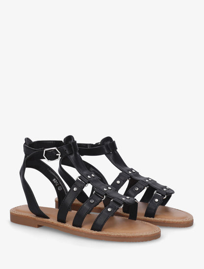 Nu-pieds cloutées style spartiate - Noir - 4