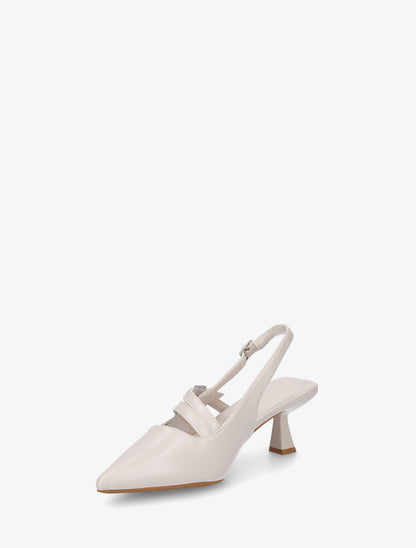 Escarpins en simili à triple brides - Beige - 3