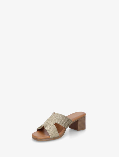 Mules à talon à ganse style corde - Or - 3