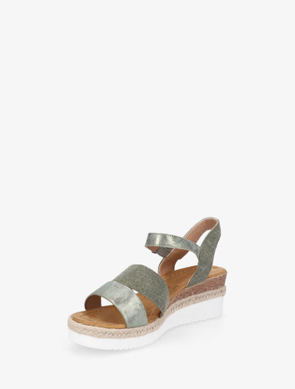 Sandales irisées à talon compensé - Vert olive - 3