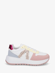Sneakers en simili à détail imprimé python - Rose - 1