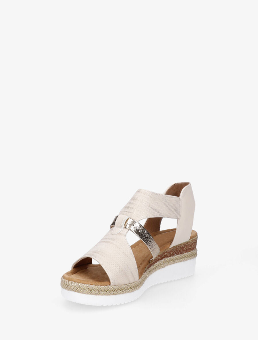 Sandales compensées irisées en simili - Beige - 3