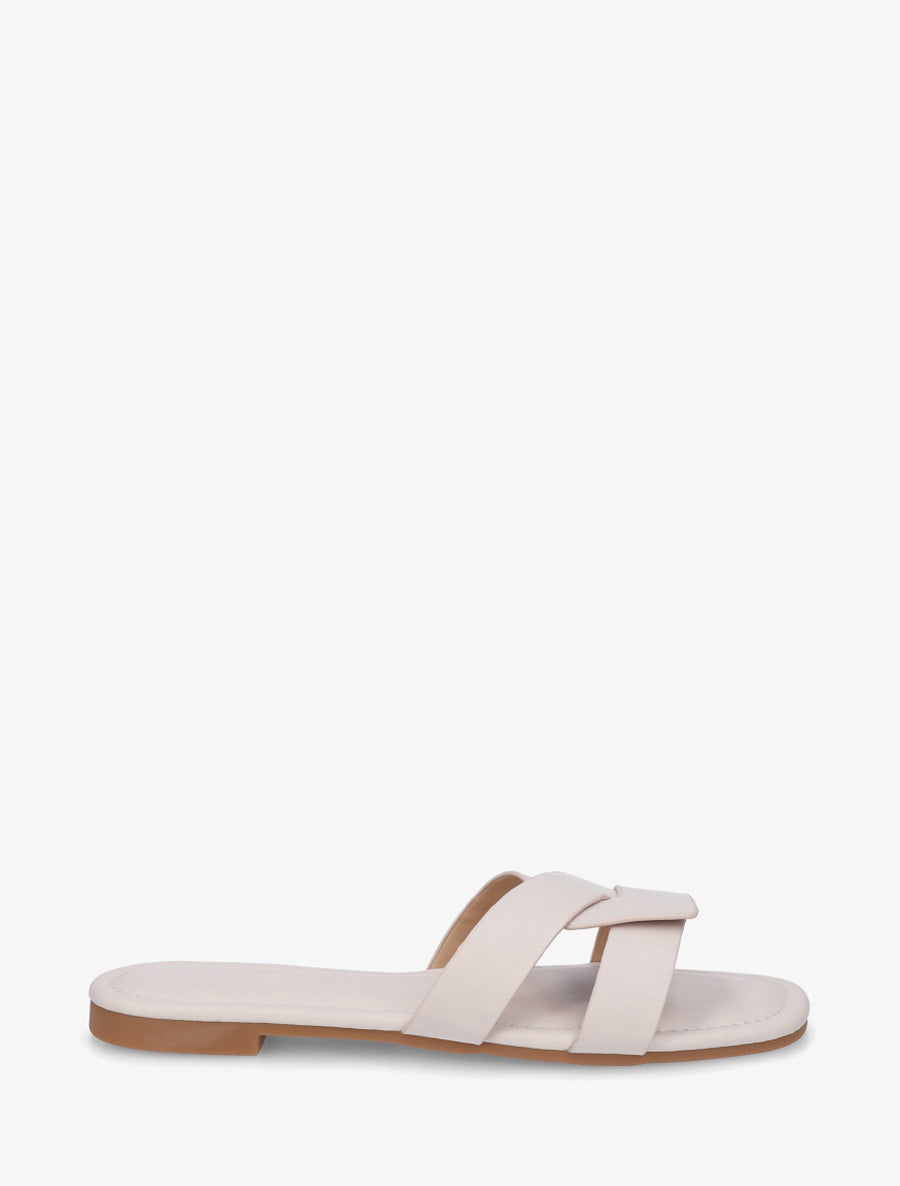 Claquettes en simili à brides entrecroisées - Beige - 1