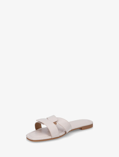 Claquettes en simili à brides entrecroisées - Beige - 3