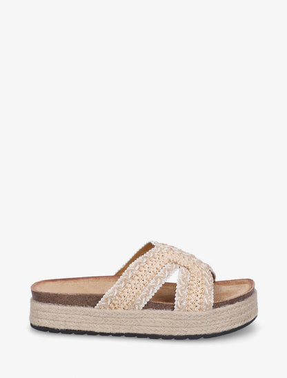 Claquettes en raphia tressé - Beige - 1