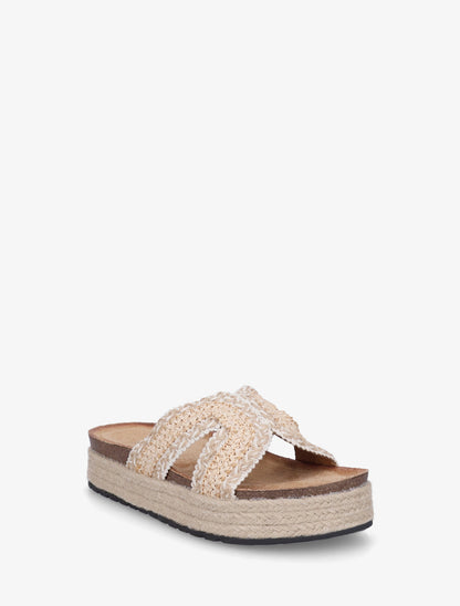 Claquettes en raphia tressé - Beige - 2