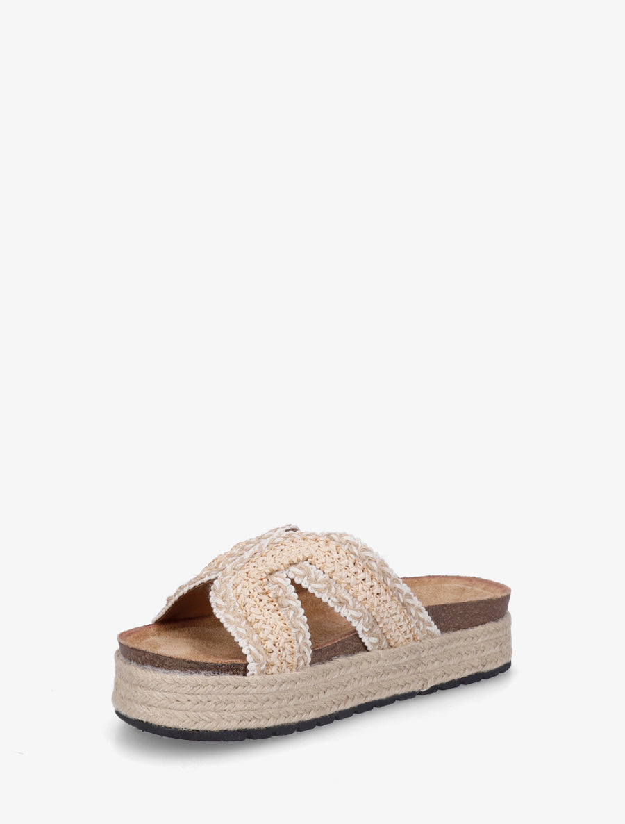Claquettes en raphia tressé - Beige - 3