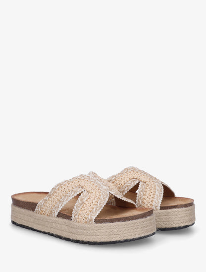 Claquettes en raphia tressé - Beige - 4