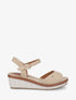 Sandales compensées en tissu - Beige - 1