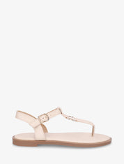 Nu-pieds à entredoigt et empiècement métal - Nude - 1