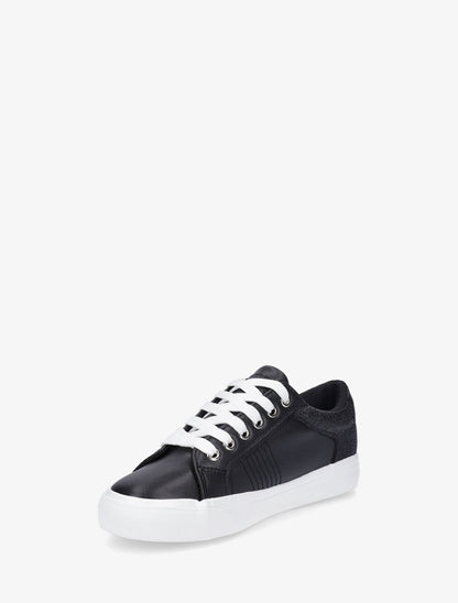 Sneakers en simili à flocage - Noir - 3