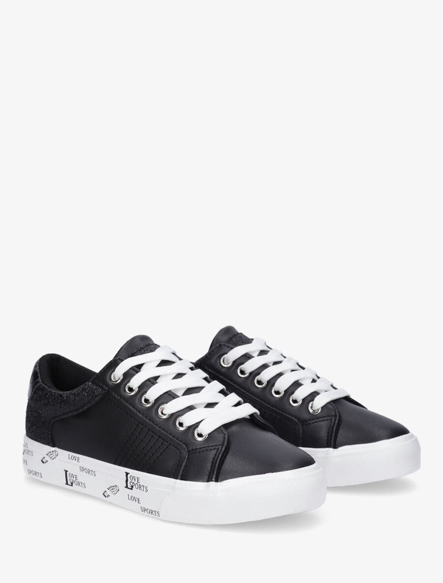 Sneakers en simili à flocage - Noir - 4