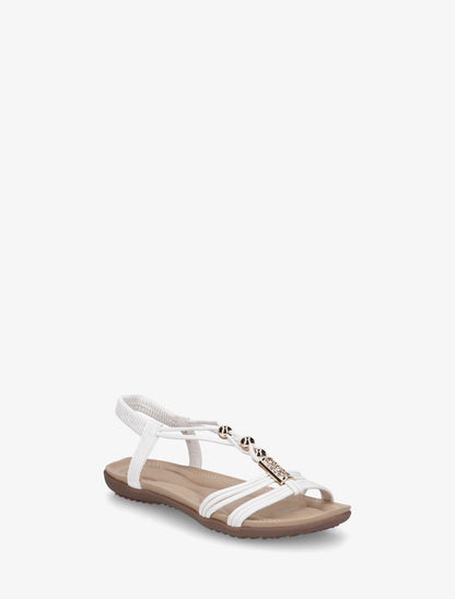 Sandales élastiquées et empiècement métal - Blanc - 2