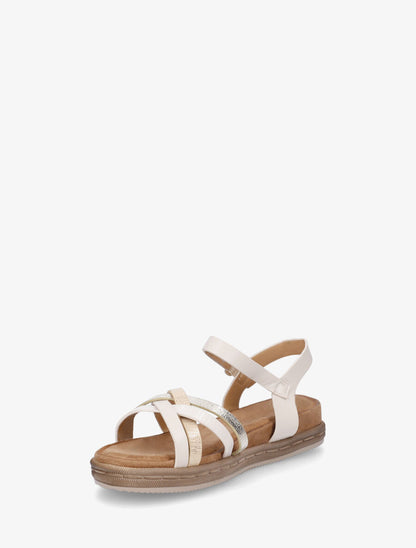 Nu-pieds à brides croisées effet irisé et python - Beige - 3