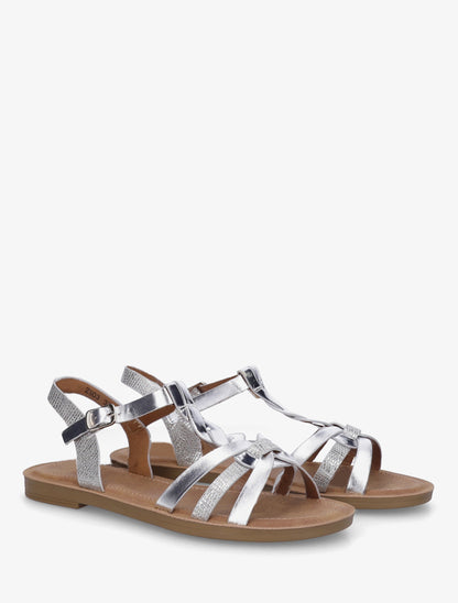 Sandales à brides torsadées et détail imprimé python - Argent - 4