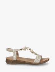 Nu-pieds à empiècement bijoux style jade - Or - 1