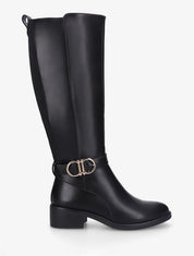 Bottes élastiquées à sangle dorée - Noir - 1