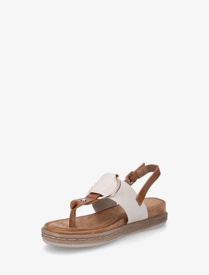 Nu-pieds en simili à anneau - Beige - 4