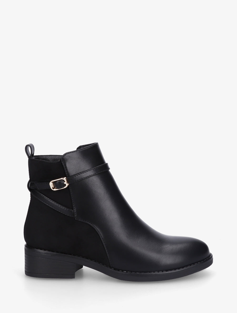 Bottines bi-matière en simili - Noir - 1