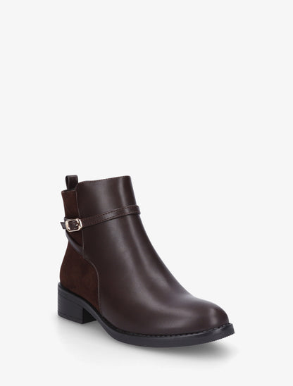 Bottines bi-matière en simili - Marron - 2