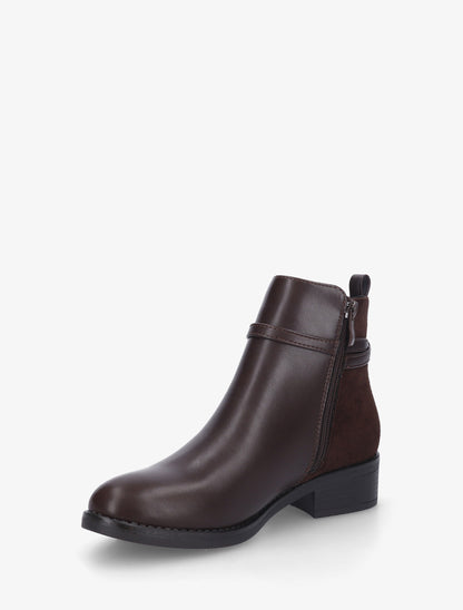 Bottines bi-matière en simili - Marron - 3