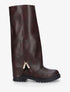 Bottes à revers en simili - Lie de vin - 1