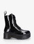 Boots style rangers en simili vernis - Noir - 1