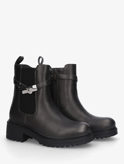 Bottines élastiquées à empiècement métallique - Anthracite - 4