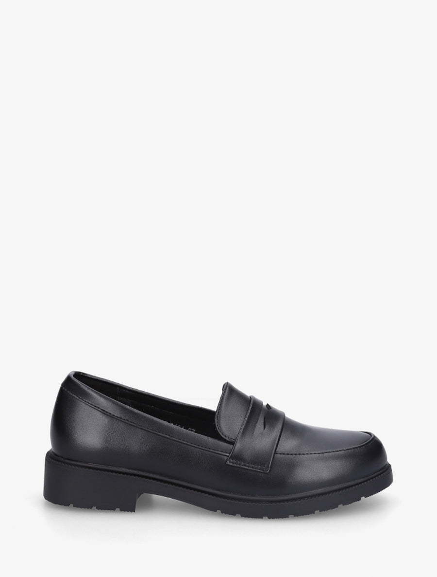 Mocassins unis en simili - Noir - 1