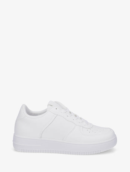 Baskets basiques en simili - Blanc - 1
