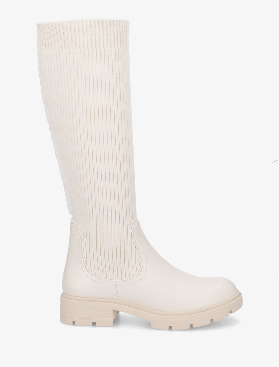 Bottes plates style chaussette - Écru - 1