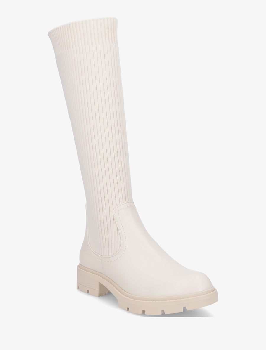 Bottes plates style chaussette - Écru - 2