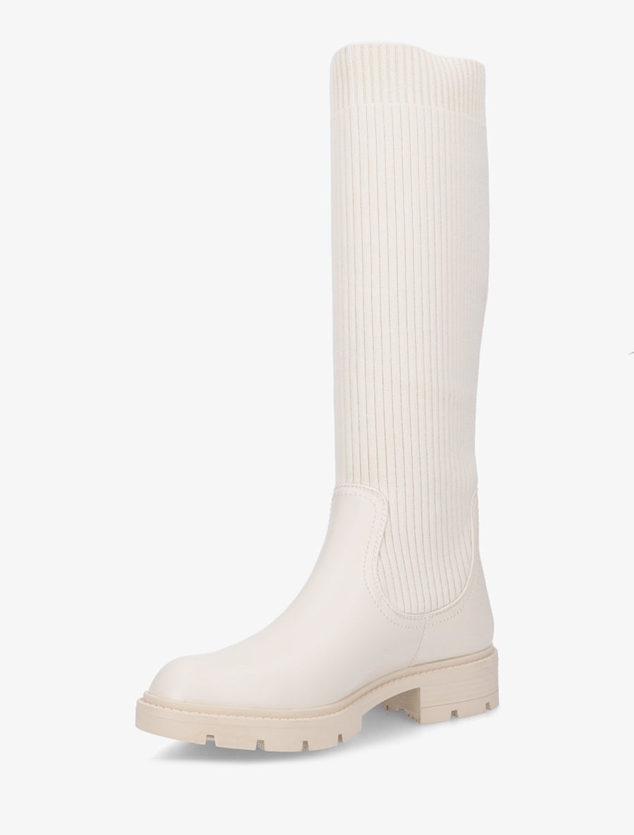 Bottes plates style chaussette - Écru - 3