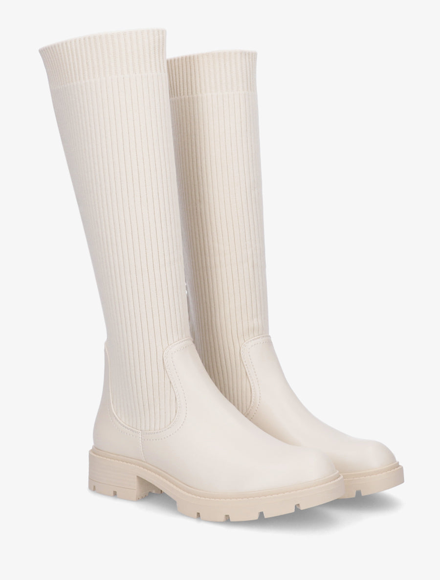 Bottes plates style chaussette - Écru - 4