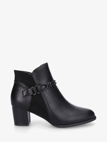 Bottines bi-matière à sangle fantaisie - Noir - 1