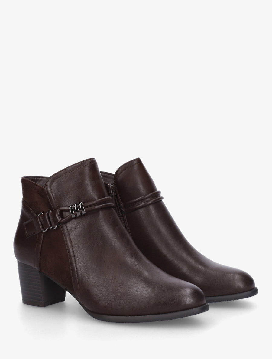 Bottines bi-matière à sangle fantaisie - Marron - 4
