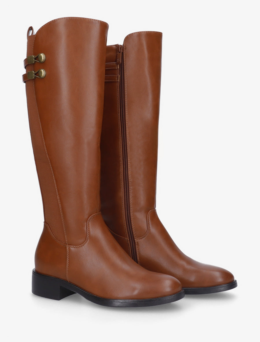 Bottes élastiquées style cavalière - Camel - 4