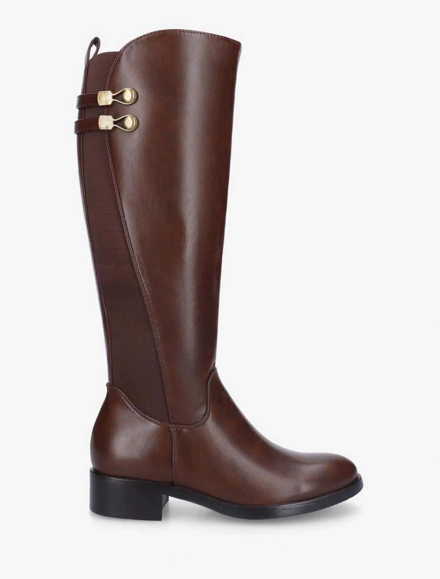Bottes élastiquées style cavalière - Marron - 1